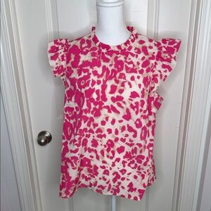 NWOT Pink Leopard Print blouse size 0XL